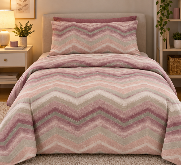 Completo Letto Flanella Piazza e Mezza Ysidro Rosa