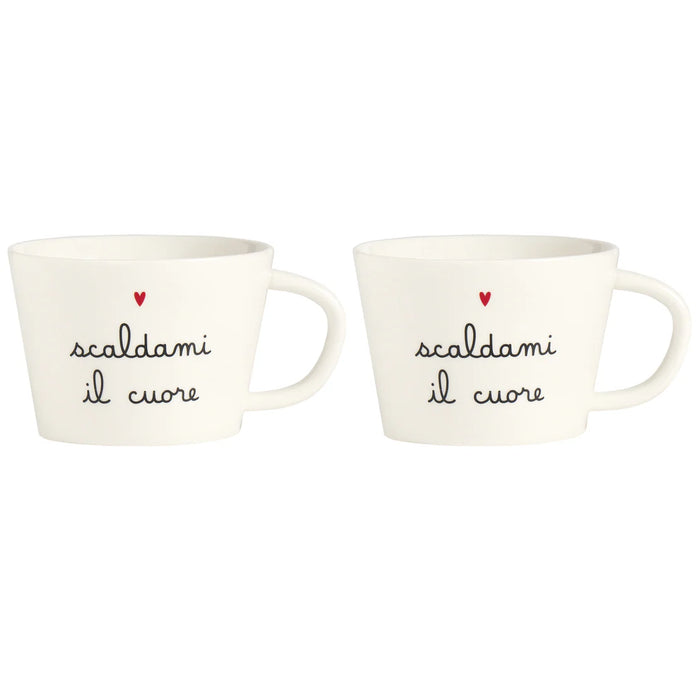 Set 2 Tazze Colazione "Scaldami il Cuore"