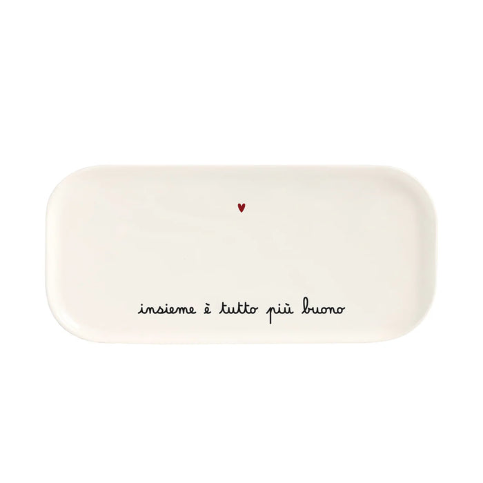 Piatto Rettangolare in Gres "Insieme è tutto più Buono" 31x15cm