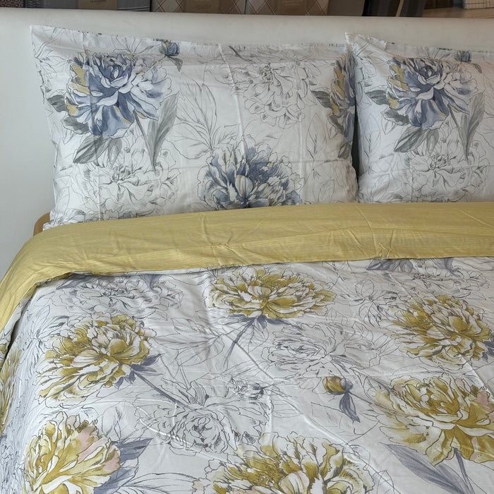 Thalia Yellow Duvet Cover Parure in Double Cotton