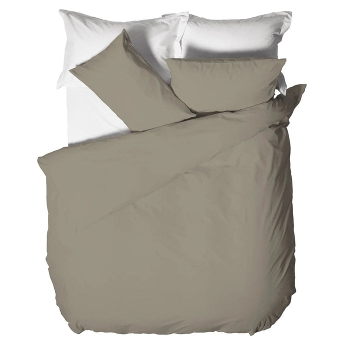 Parure Copripiumino in Cotone Percalle Matrimoniale Beige