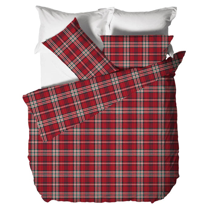 Copripiumino in Cotone Matrimoniale Tartan Rosso