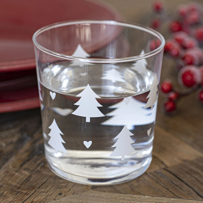 Bicchiere in Vetro "Alberi e Cuoricini”