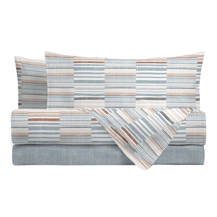 Completo Letto in Cotone Piazza e Mezza Ruben Grigio/Beige