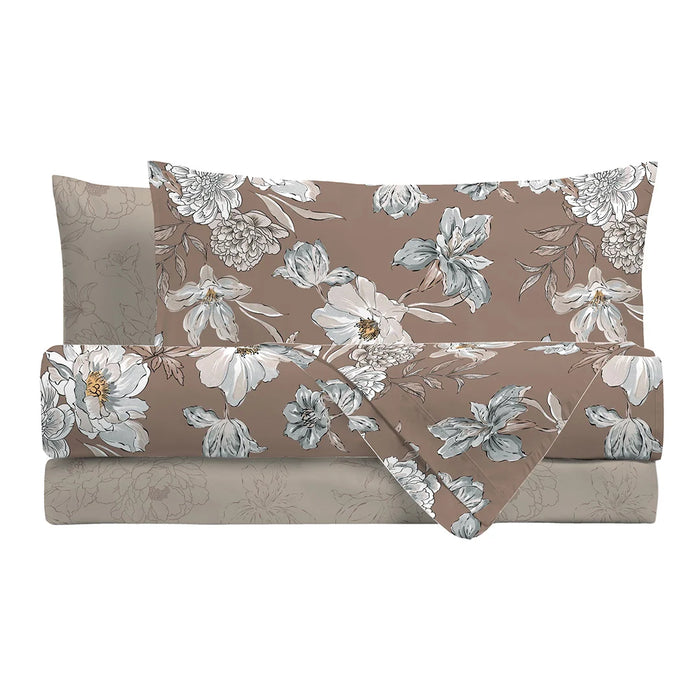 Completo Letto in Cotone Matrimoniale Julienne Tortora
