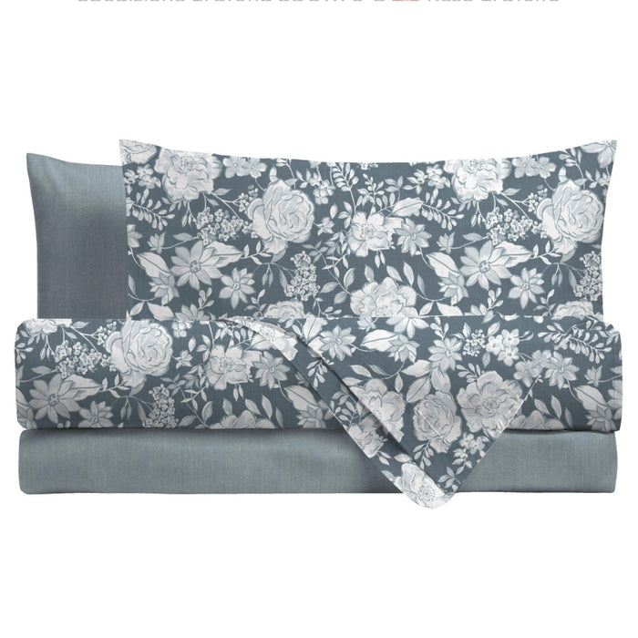 Completo Letto in Flanella Matrimoniale Jenna Blu