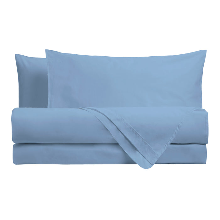 Completo Letto in Cotone Matrimoniale Maxi Tinta Unita Turchese