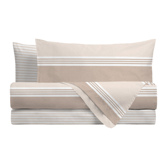 Completo Letto Brandon Beige in Cotone Piazza e Mezza