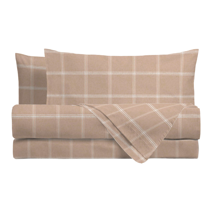 Completo Letto in Cotone Piazza e Mezza Efrem Beige