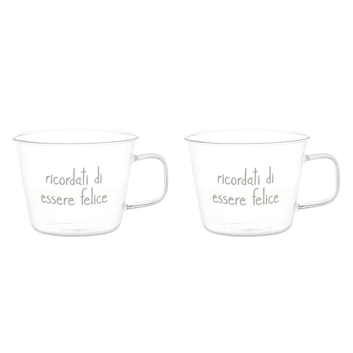 Set 2 Tazze 480ml Colazione "Ricordati di Essere Felice"