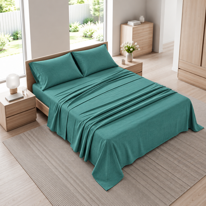 Completo Letto Matrimoniale Tinta Unita Acquamarina