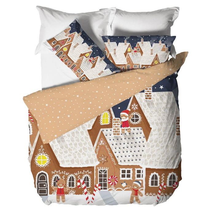 Parure Copripiumino in Cotone Matrimoniale Villaggio Innevato