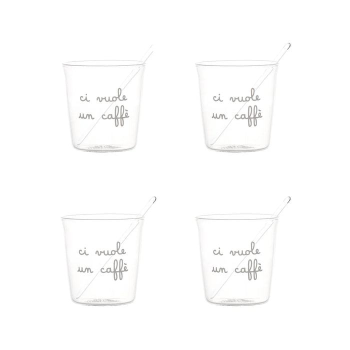 Set 4 Bicchierini Espresso "Ci vuole un Caffè"