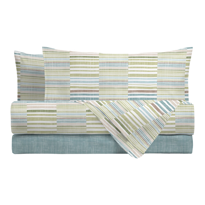 Completo Letto in Cotone Piazza e Mezza Ruben Verde/Azzurro