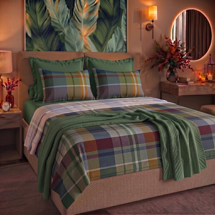 Completo Letto in Cotone Matrimoniale Ralph Blu/Verde