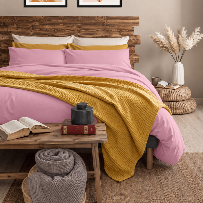 Austin Blue Double Duvet Cover Set in Recycled Cotton