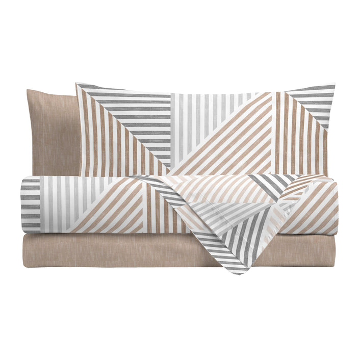 Completo Letto in Cotone Piazza e Mezza Ramsey Beige