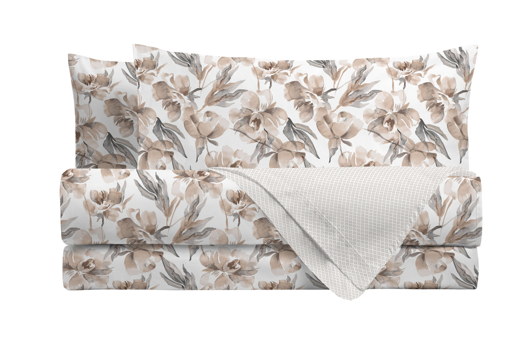 Completo Letto Flower Grigio Matrimoniale