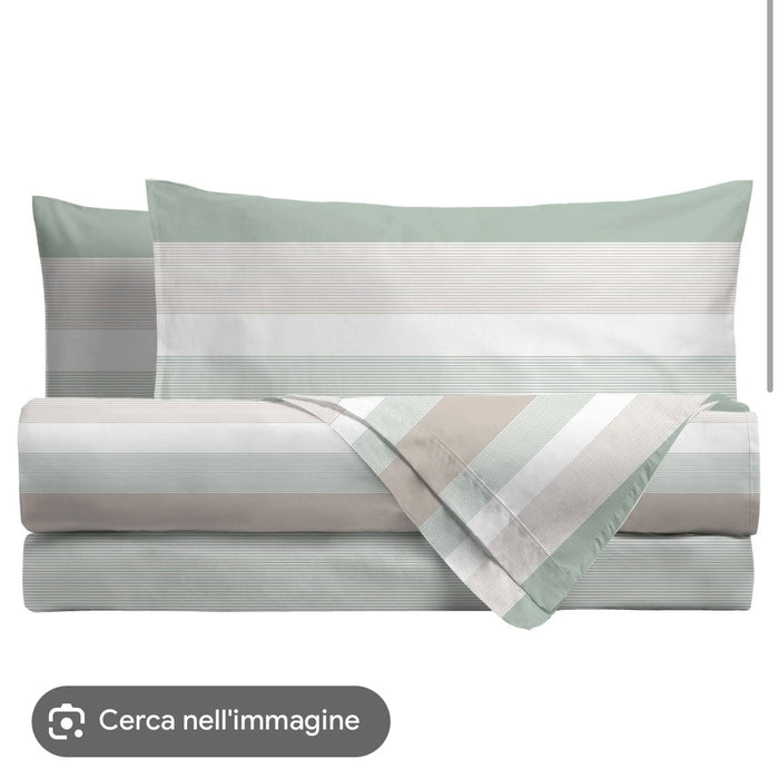 Completo Letto Erick Verde in Cotone Piazza e Mezza