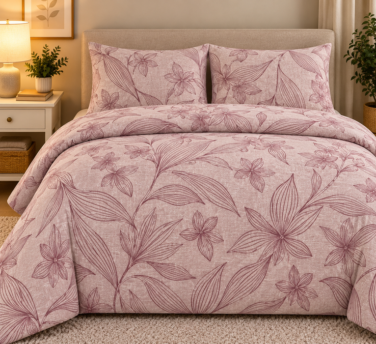 Completo Letto in Flanella Matrimoniale Alina Rosa