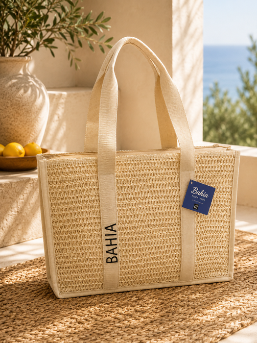 Borsa Mare in Canvas con Zip 46x13cm H.33cm