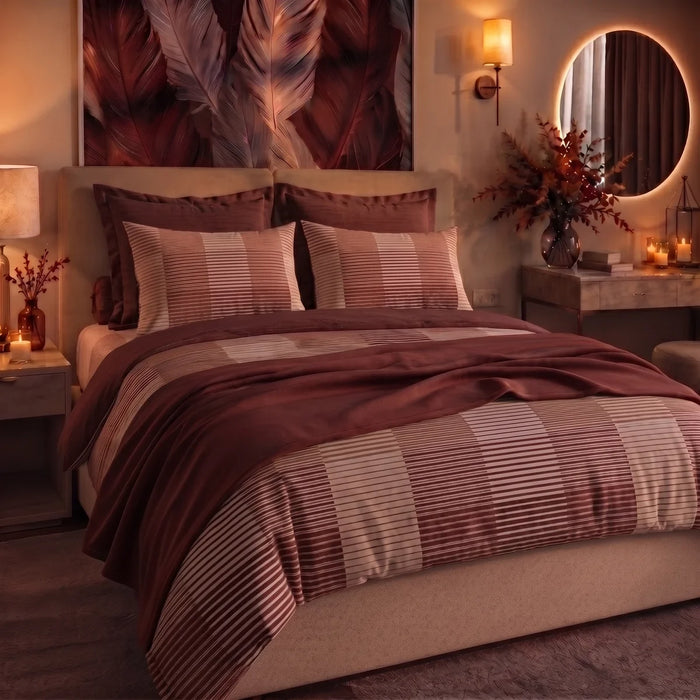 Parure Copripiumino in Cotone Matrimoniale Gilbert Burgundy