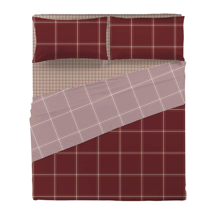 Completo Letto in Cotone Matrimoniale Mayson Burgundy