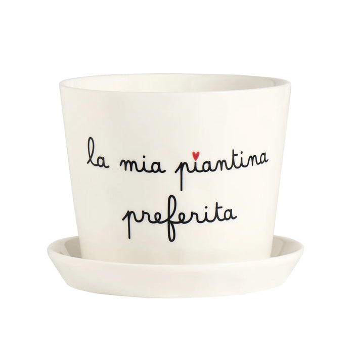 Vaso in Gres "La Mia Piantina Preferita" D. 15cm H. 12cm