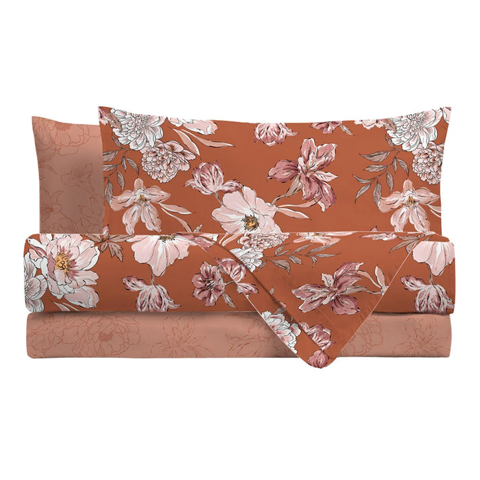 Completo Letto in Cotone Matrimoniale Julienne Ruggine