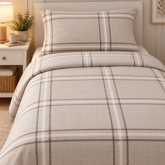 Completo Letto in Flanella Singolo Mayson Beige