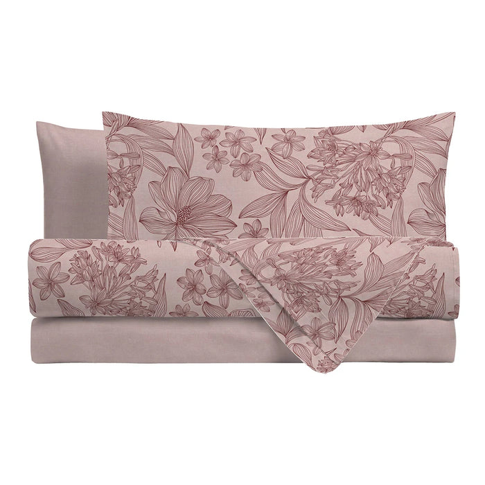 Completo Letto in Cotone Matrimoniale Amina Rosa