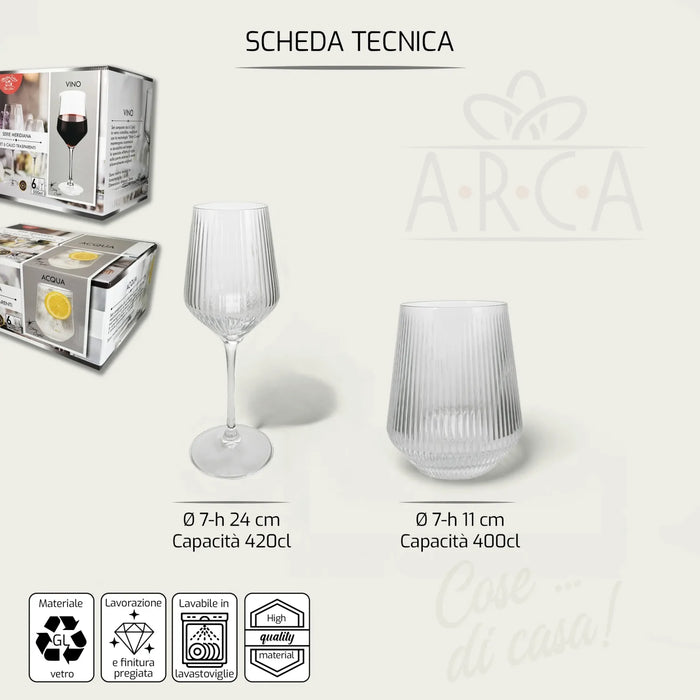 Set 6 Bicchieri o Calici in Vetro Meridiana