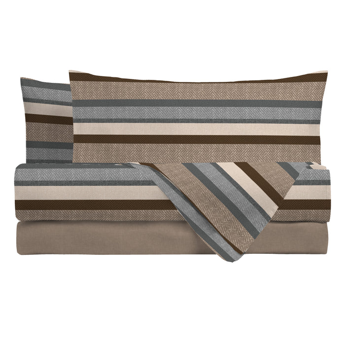 Parure Copripiumino in Cotone Matrimoniale Ivo Grigio/Tortora