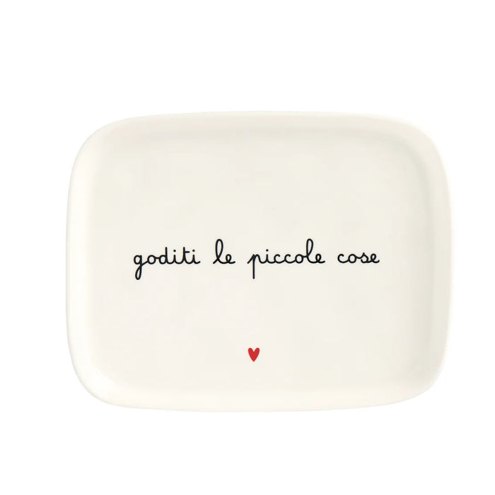 Piatto Rettangolare in Gres "Goditi le Piccole Cose" 20x15.5cm