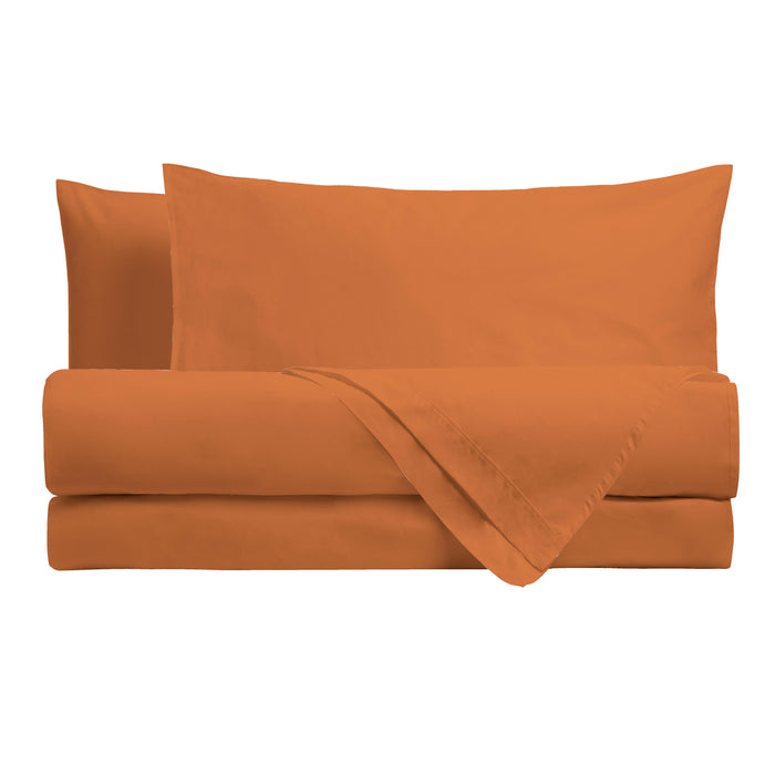Completo Letto in Cotone Matrimoniale Maxi Tinta Unita Arancione