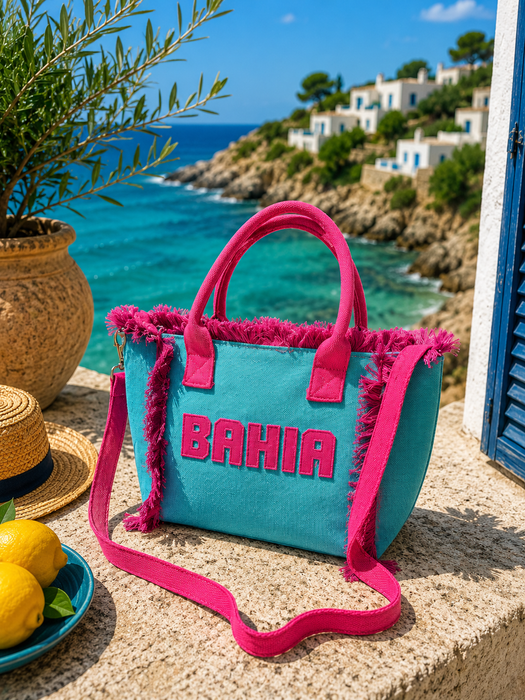 Borsa Mare in Tessuto con Maniglia e Tracolla 26x24x16cm