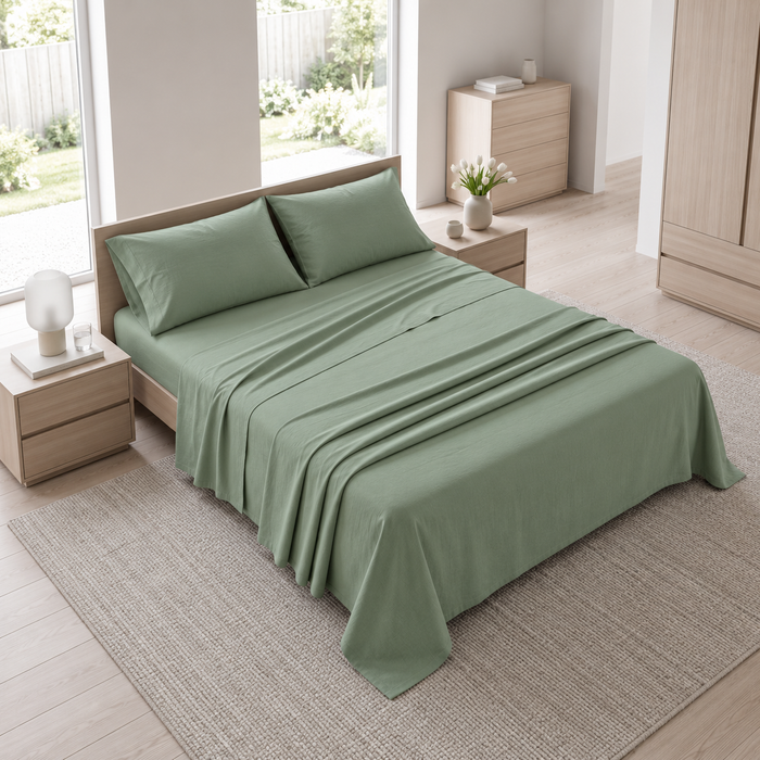 Completo Letto Matrimoniale Tinta Unita Verde