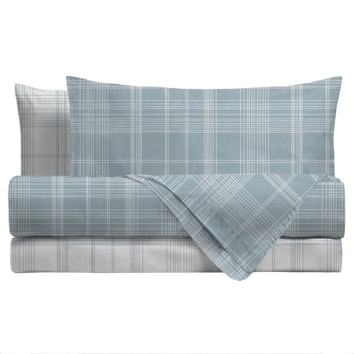 Completo Letto in Flanella Matrimoniale Avon Blu