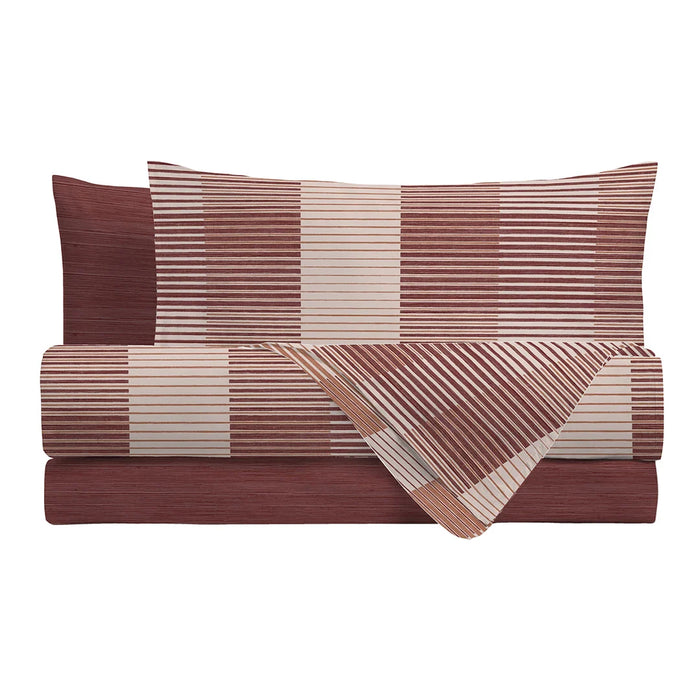 Completo Letto in Cotone Matrimoniale Gylbert Burgundy