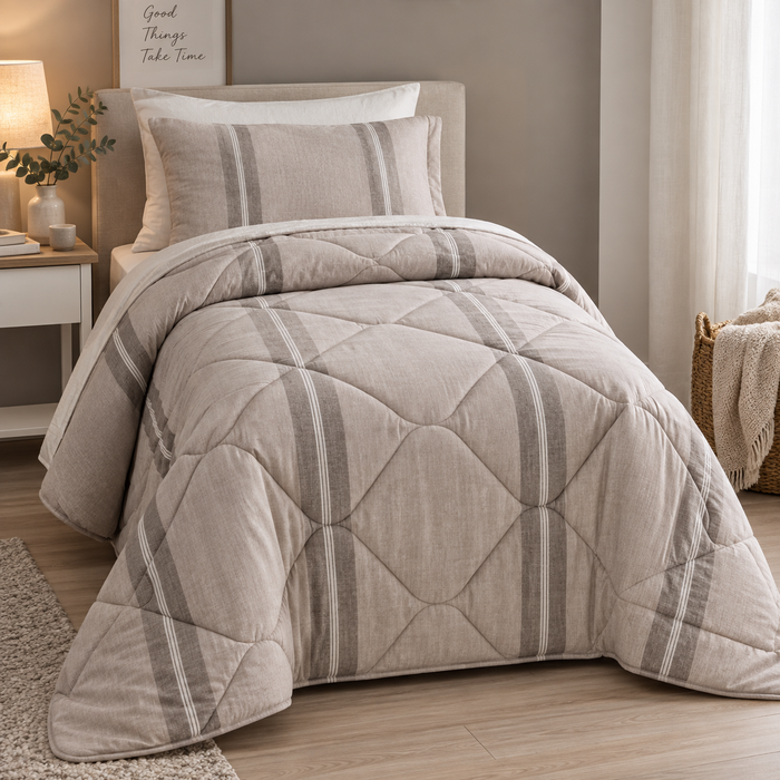 Trapunta in Cotone Riciclato Orwell Beige Singolo