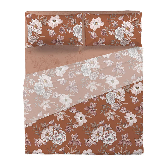 Completo Letto in Cotone Matrimoniale Julienne Ruggine