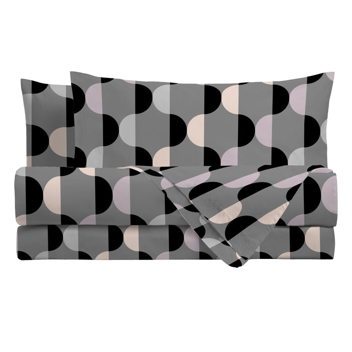 Completo Letto Almrik Grigio in Cotone Singolo