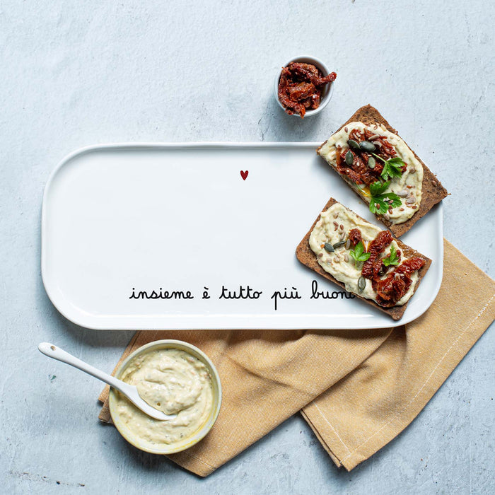 Piatto Rettangolare in Gres "Insieme è tutto più Buono" 31x15cm