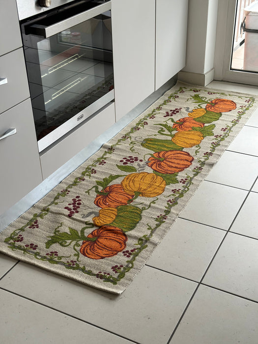 Tappeto in Cotone Zucche con Base Antiscivolo 50x180cm