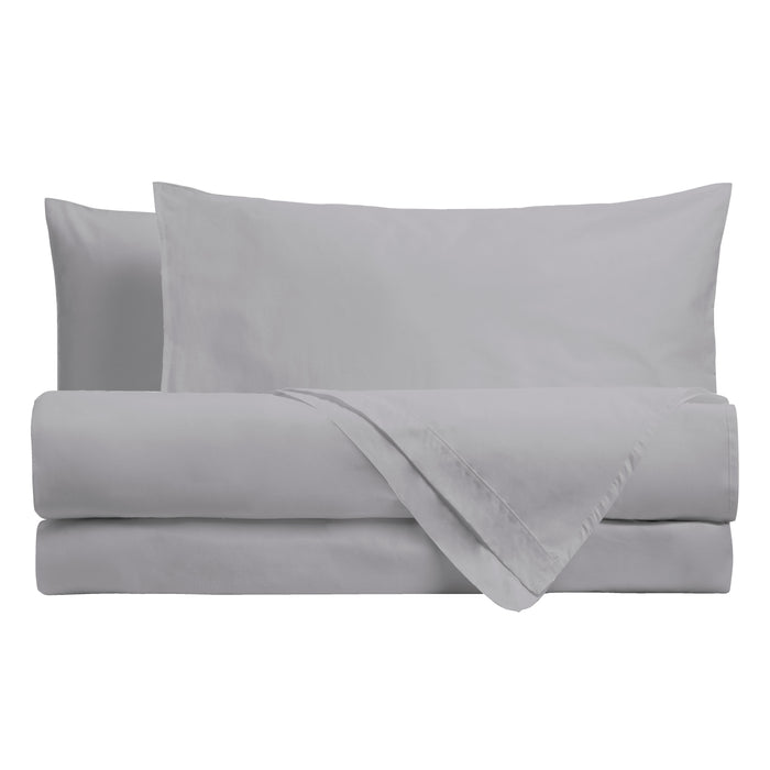 Completo Letto in Cotone Matrimoniale Maxi Tinta Unita Grigio Perla