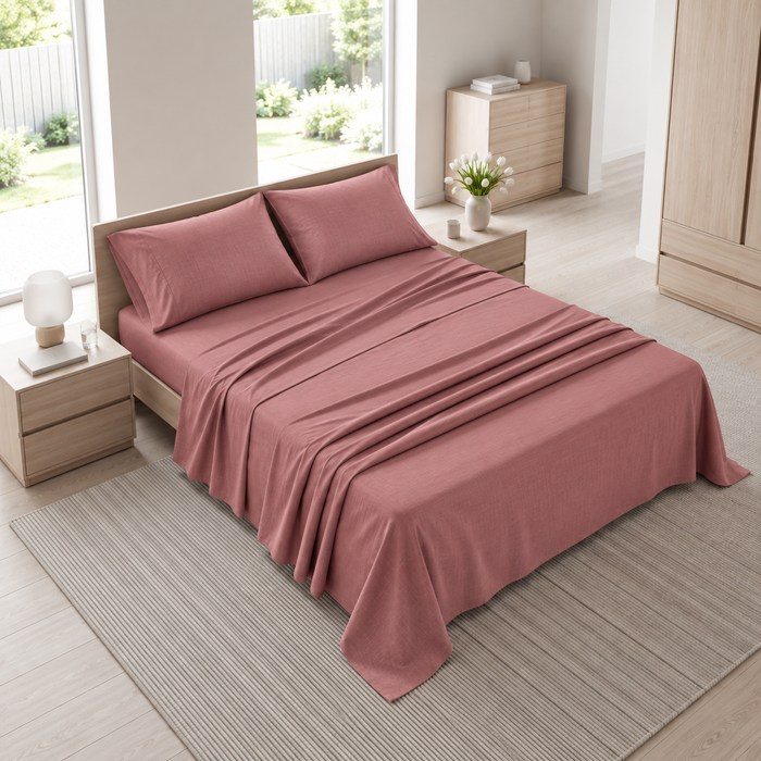 Completo Letto Matrimoniale Tinta Unita Rosa Antico