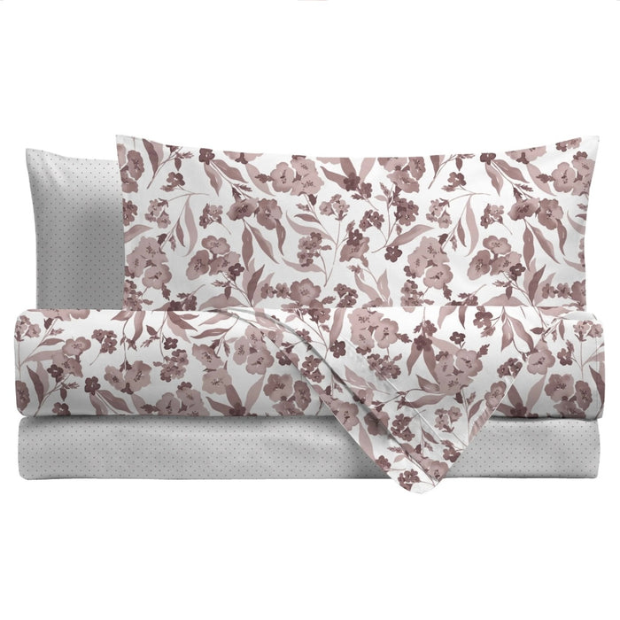 Completo Letto in Flanella Matrimoniale Malika Rosa