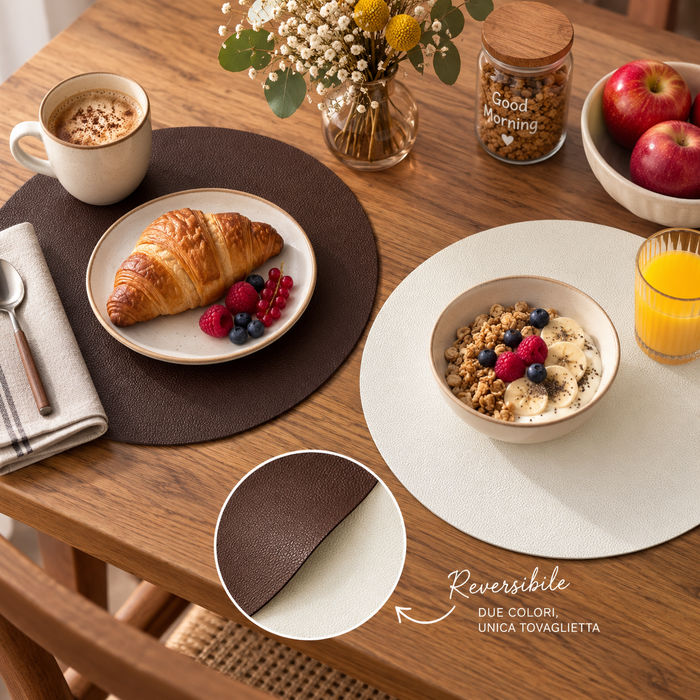 Tovaglietta Colazione Similpelle Bicolor - 2 Colori