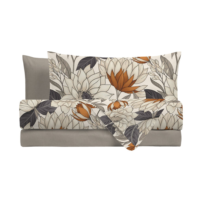 Completo Letto Colette Beige in Cotone Piazza e Mezza