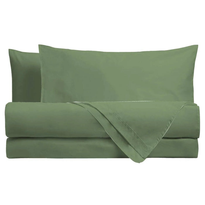Completo Letto in Cotone Matrimoniale Maxi Tinta Unita Verde